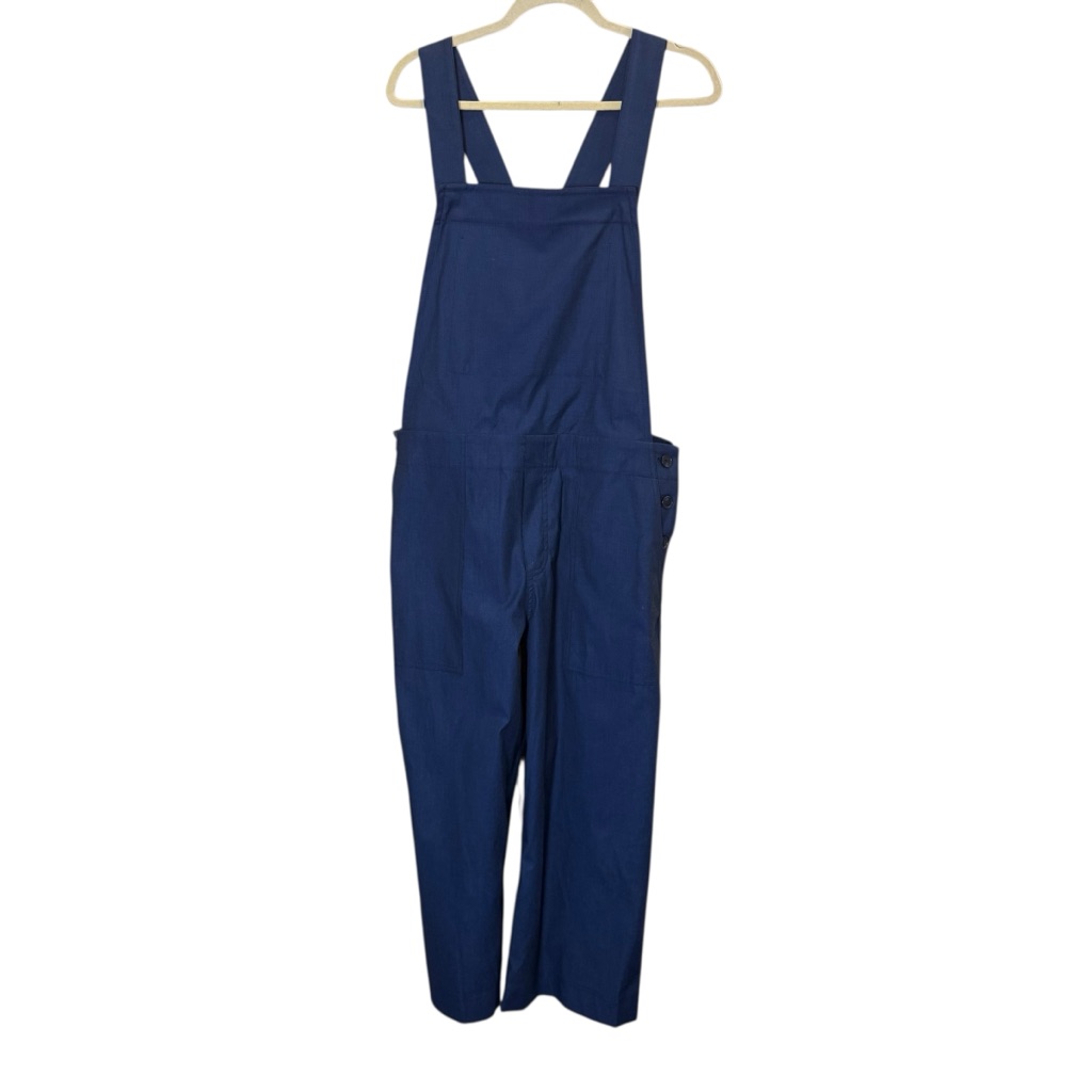 We-Ar4 Women’s Cropped Wide Leg Lagenlook Upcycled Overalls Blue Sz M